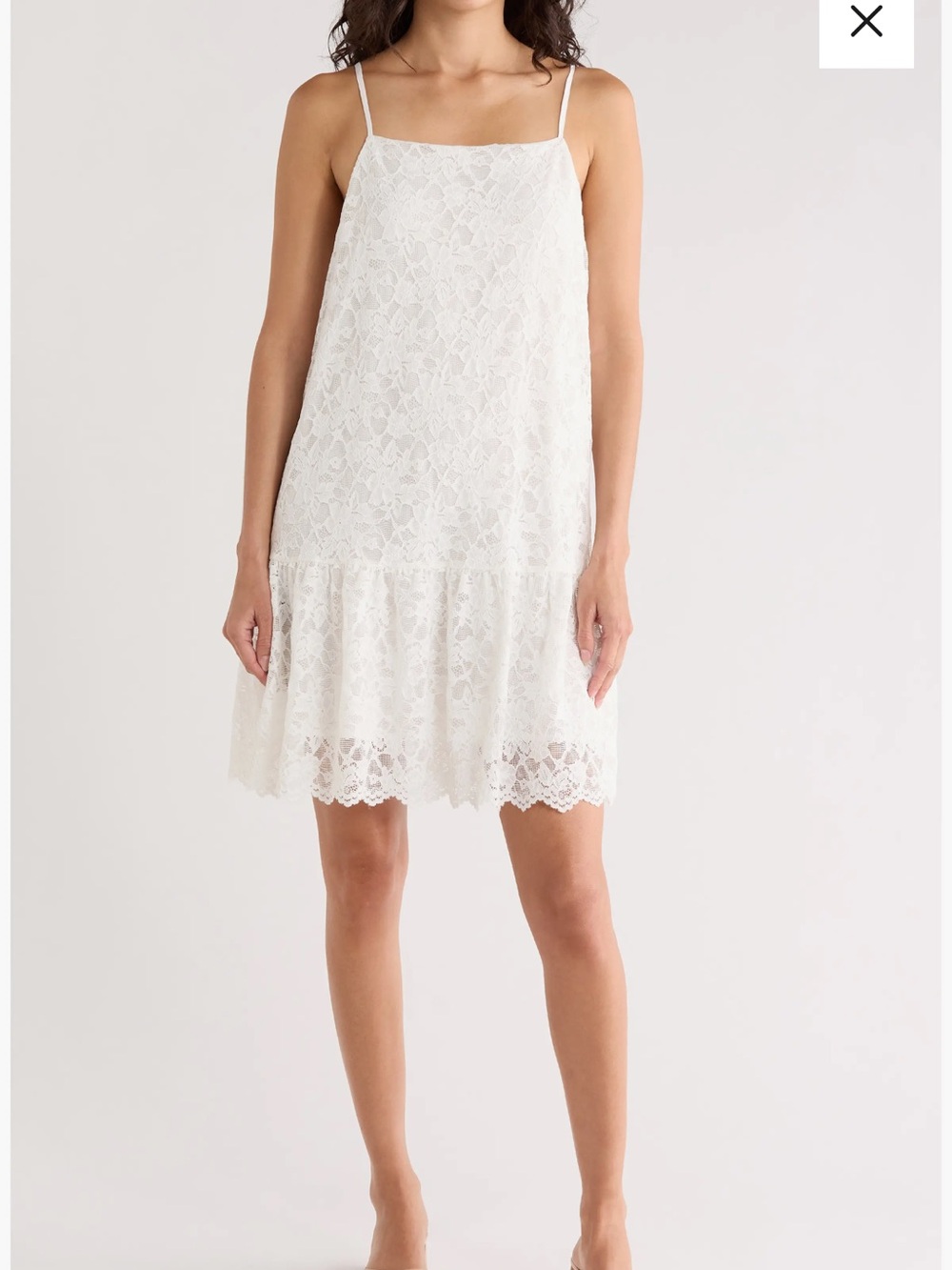 Nordstrom White Lace Mini Dress with Ruffle Hem